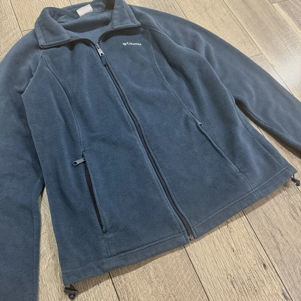 Columbia‎ Hiking Jacket Blue Fleece Stand Collar Full Zip Pockets Womens Large